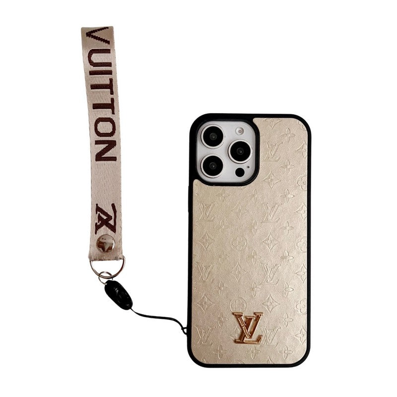 Luxe bruin iPhone-hoesje met handketting