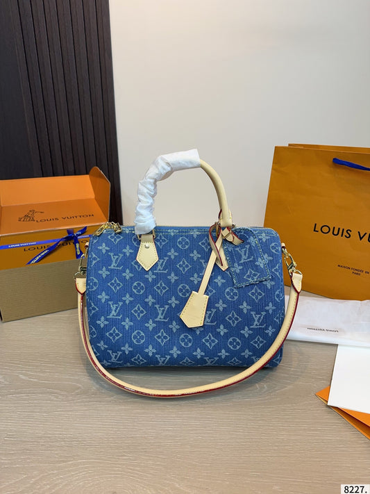 Džínová embosovaná taška s horní rukojetí & Crossbody