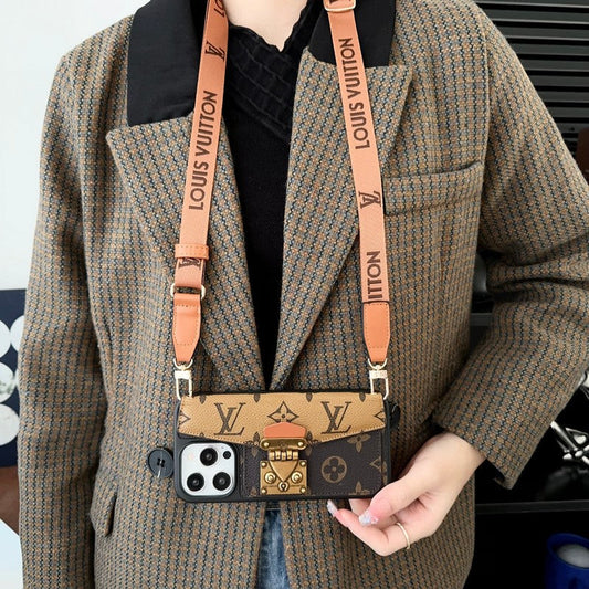 高級カードホルダーチェーンiPhoneケース