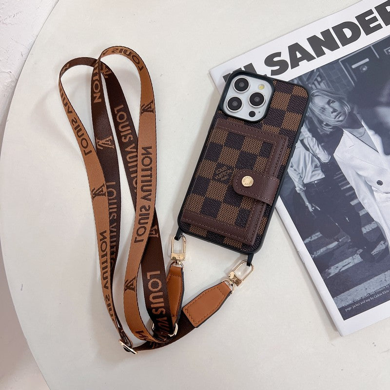 Funda de iPhone Funda de iPhone con tarjetero de lujo Crossboday