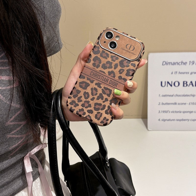 ファッションブラウンカラーレザーiPhoneケース