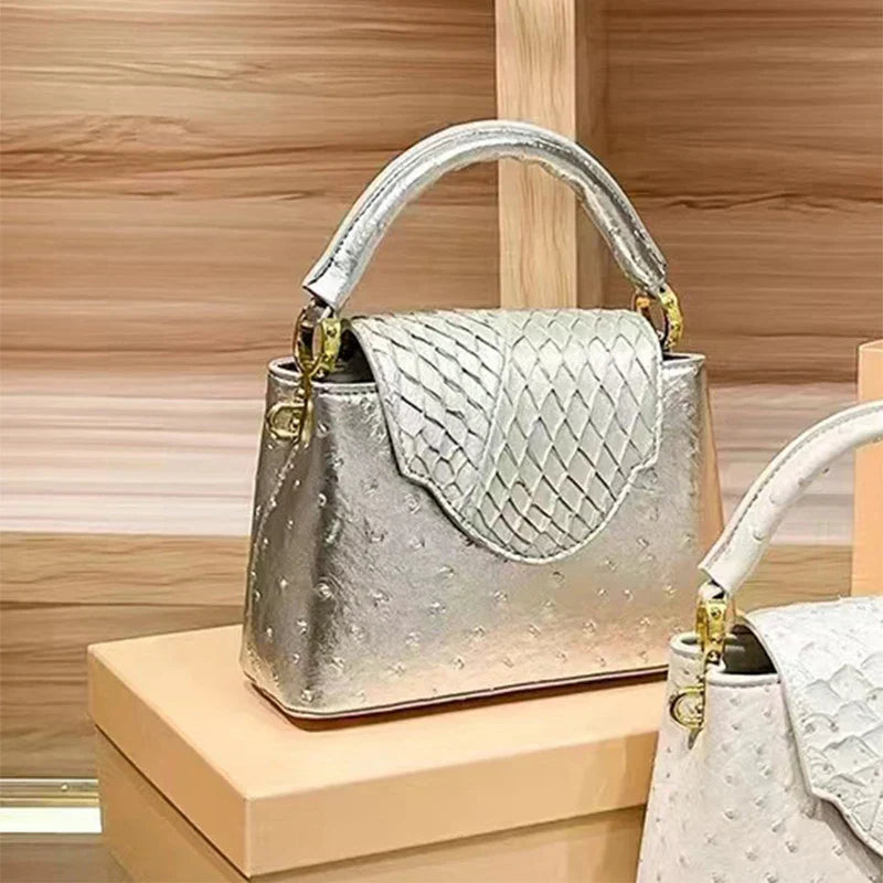 Sac à main de luxe haut de gamme - Sac à bandoulière à motif d'autruche de mode printanière
