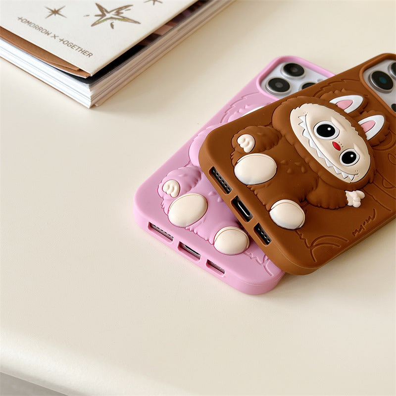 Gleoite Cartoon Labubu 3d Cás Sileacain | Donn Bándearg - Cás iPhone