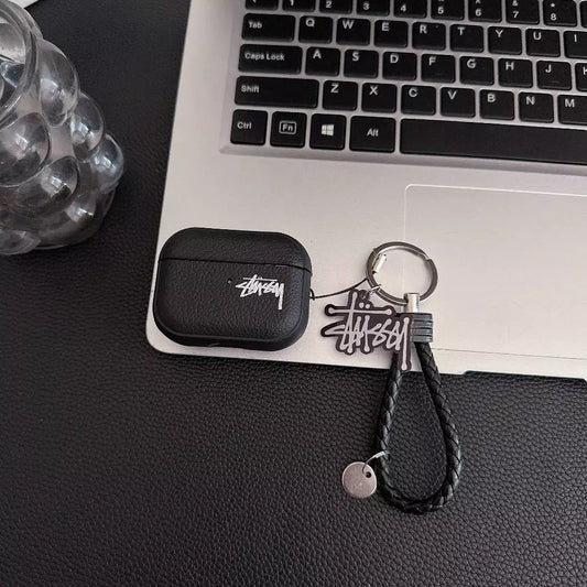 Lichee Grain Logo AirPod Case with Braid Strap