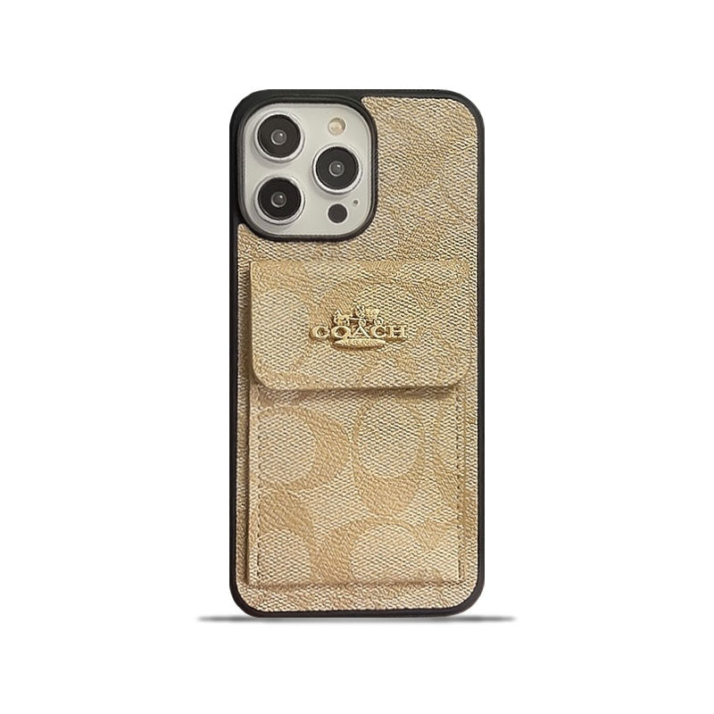 クラシック iPhone ケース カードホルダー付き ウォレット コーヒー -SZK240425