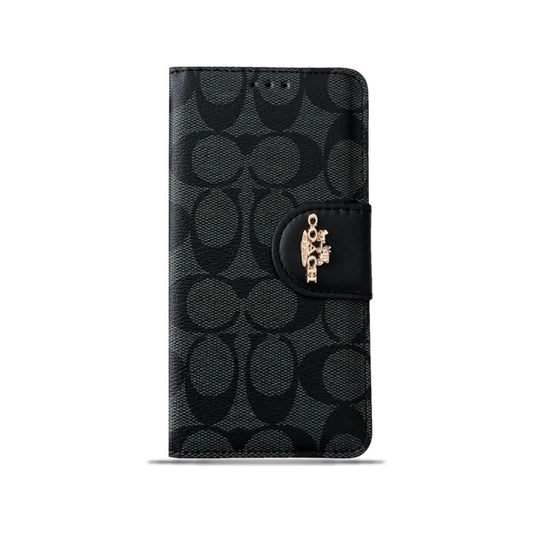 Klassinen iPhone-kotelo, nahkainen läppäkotelo mustalla korttitelineellä