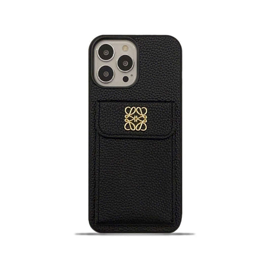 Étui de luxe pour iPhone avec porte-cartes Noir-QBK240603