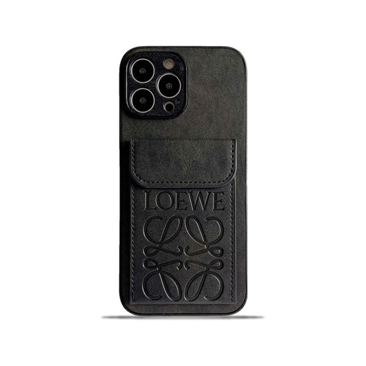 Étui de luxe pour iPhone avec porte-cartes Noir-LZP241448