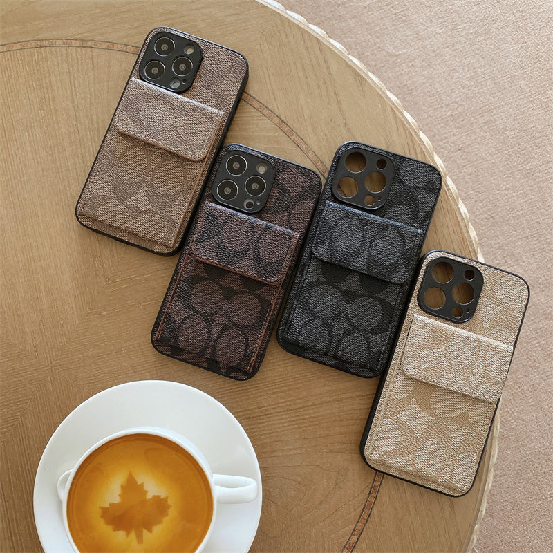 Funda clásica para iPhone con billetera Marrón oscuro-HP240513
