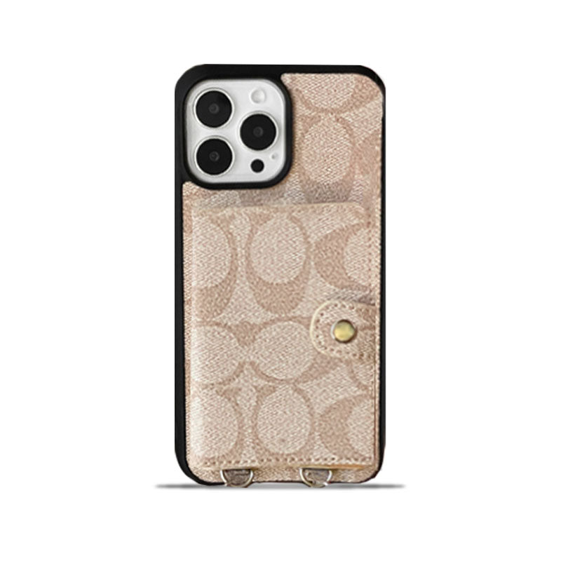 Capa clássica para iPhone com carteira e alça branca -SZK240402