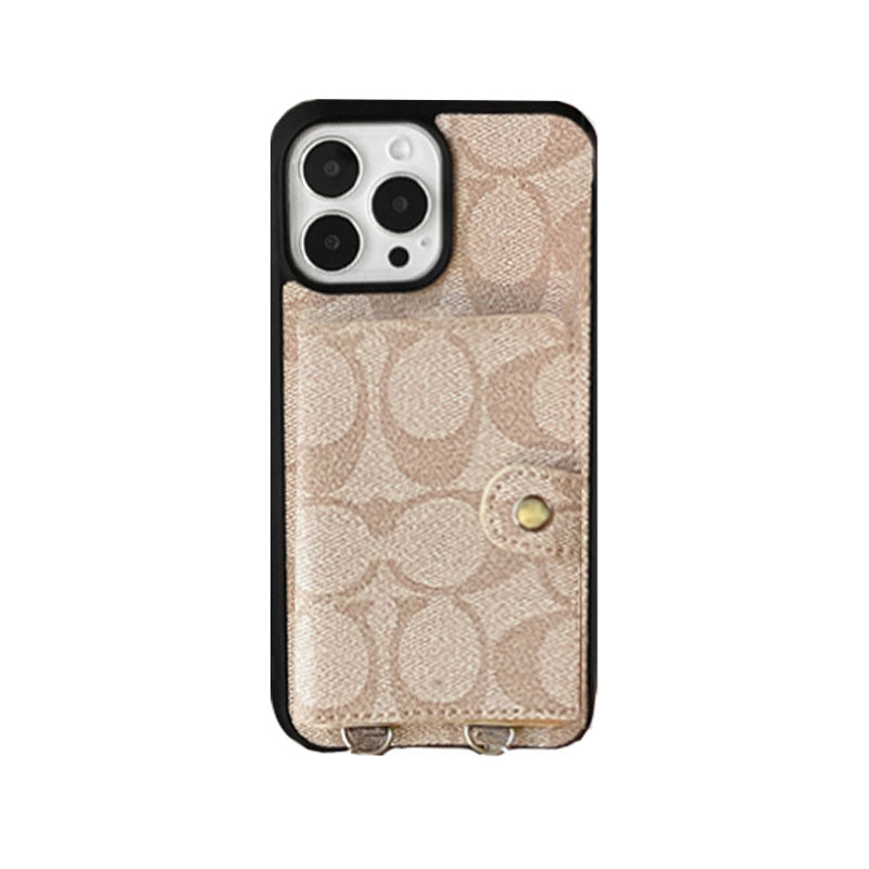 Capa clássica para iPhone com carteira e alça branca -SZK240402