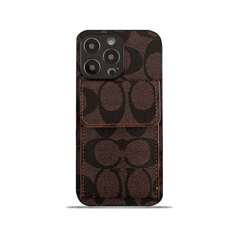 Funda clásica para iPhone con billetera Marrón oscuro-HP240513