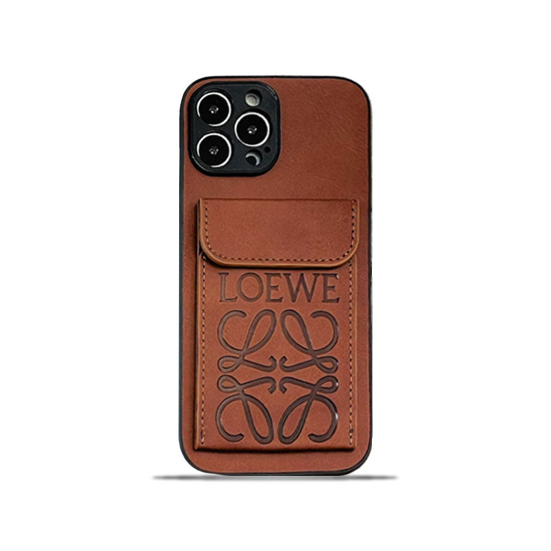 Étui de luxe pour iPhone avec porte-cartes Marron-LZP241448