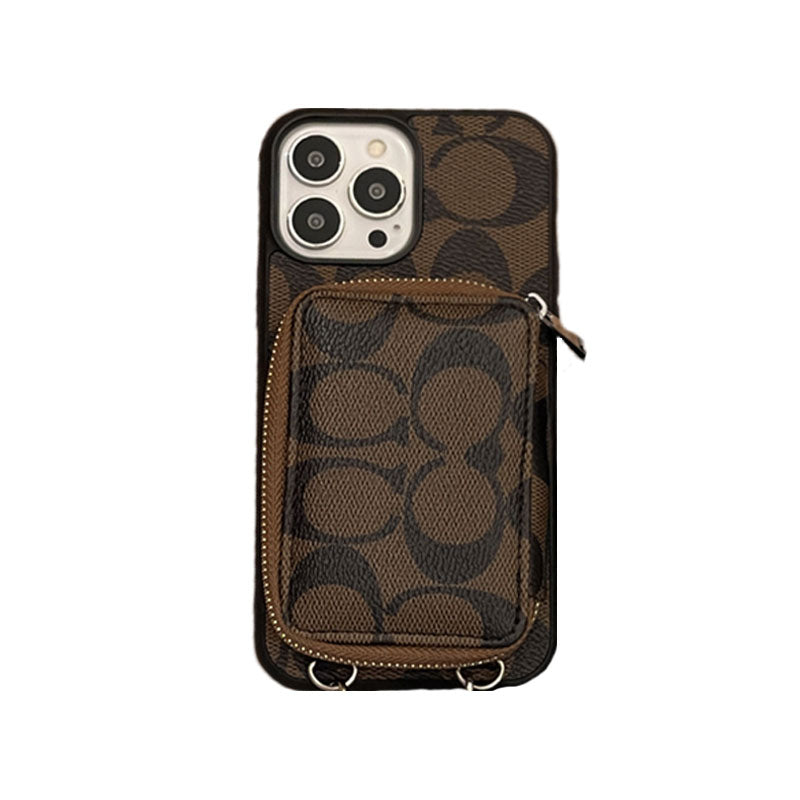 Capa clássica para iPhone com carteira Café-LQB241412