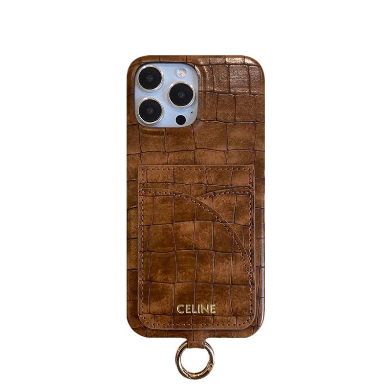 Priontáil Ailigéadar Cás iPhone Celine Le Sealbhóir Cárta Agus Glas Strap -EYP241415