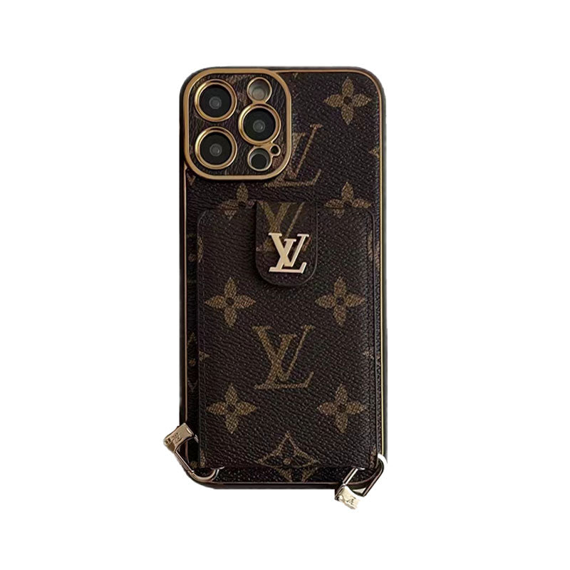 Avanceret læder iPhone-etui med kortpung og rem