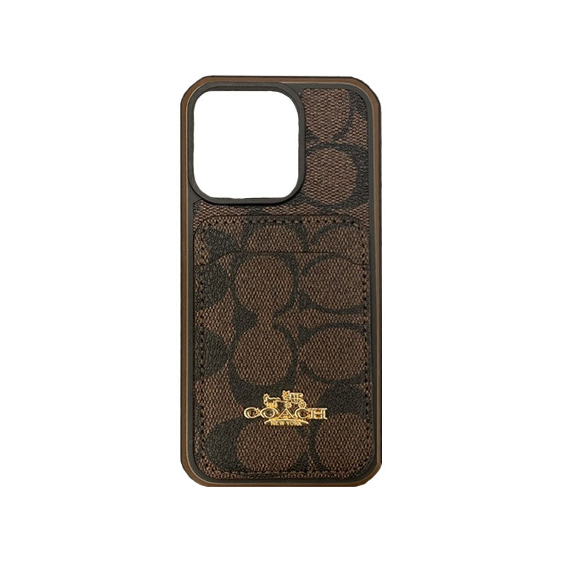 Capa clássica para iPhone com porta-cartões café -KB241416