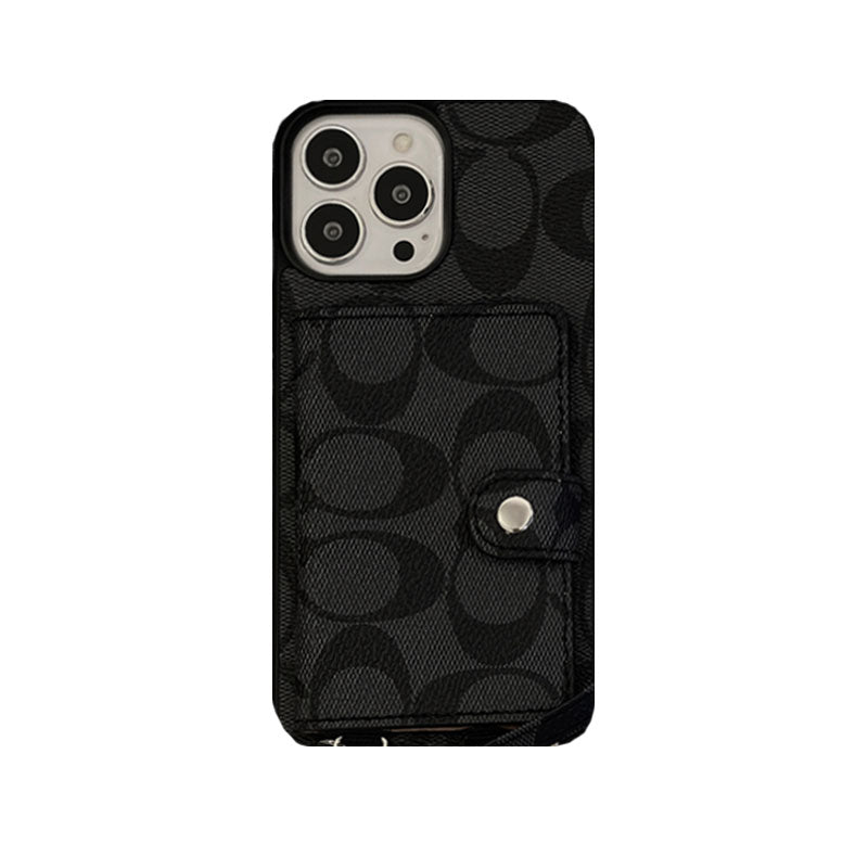 Capa clássica para iPhone com carteira e alça branca -SZK240402