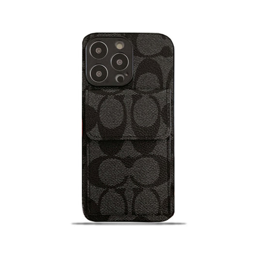 クラシック iPhone ケース ウォレット付き ブラック-HP240513
