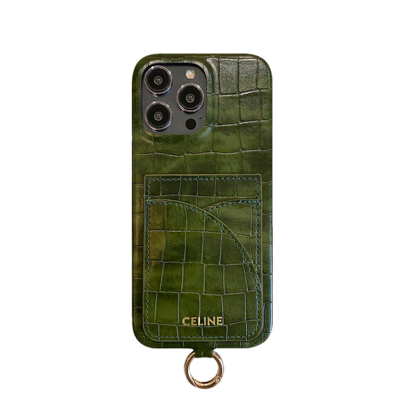 Priontáil Ailigéadar Cás iPhone Celine Le Sealbhóir Cárta Agus Glas Strap -EYP241415