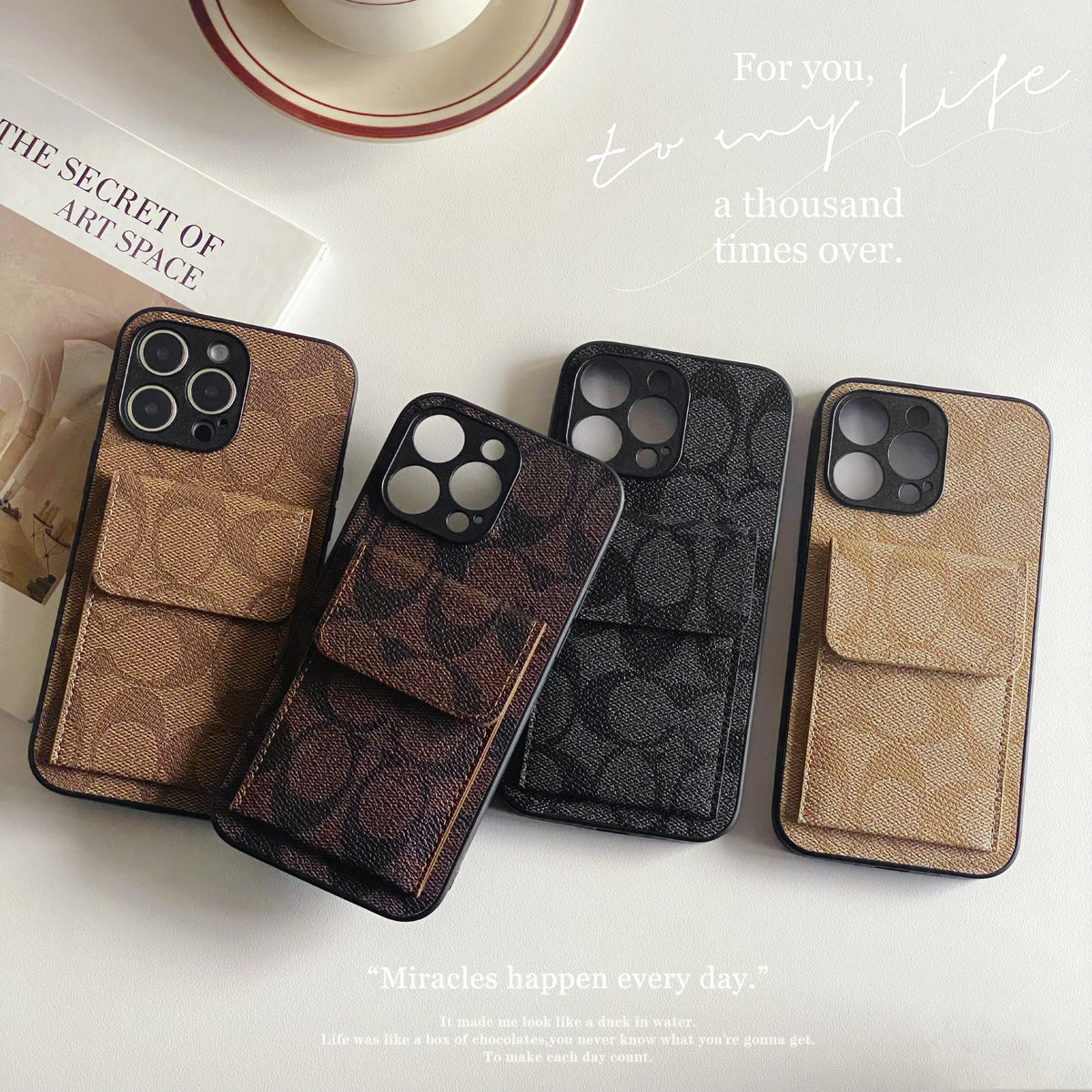 Klasična torbica za iPhone z denarnico črna-HP240513