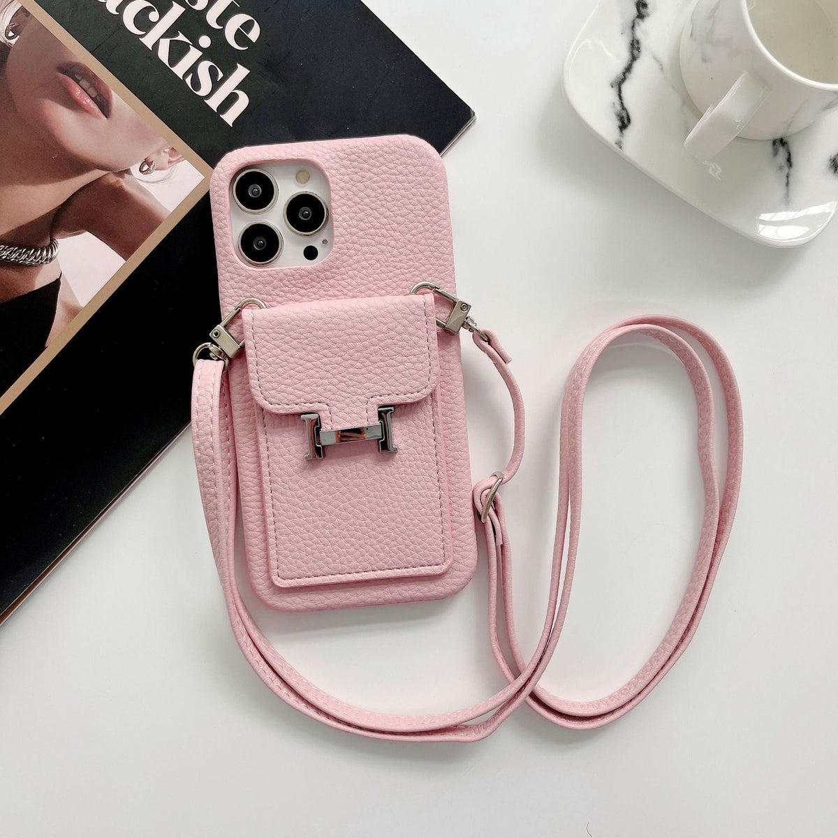H カードホルダー レザーチェーン iPhoneケース