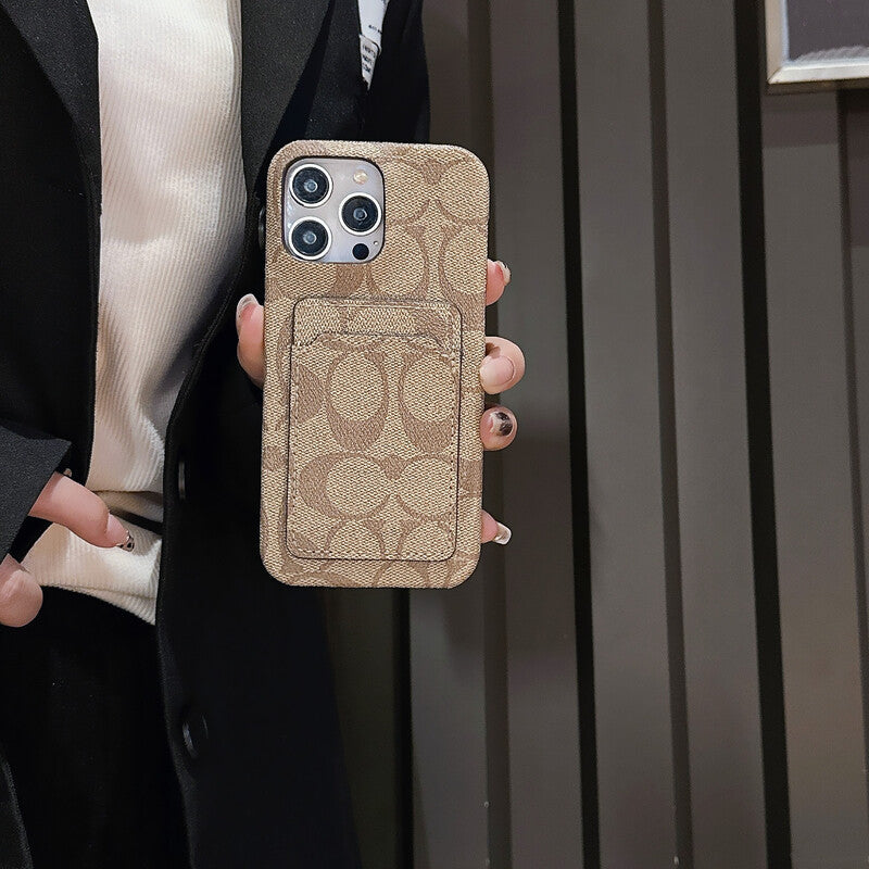 Capa clássica clássica para iPhone com porta-cartões branco -JQB240330