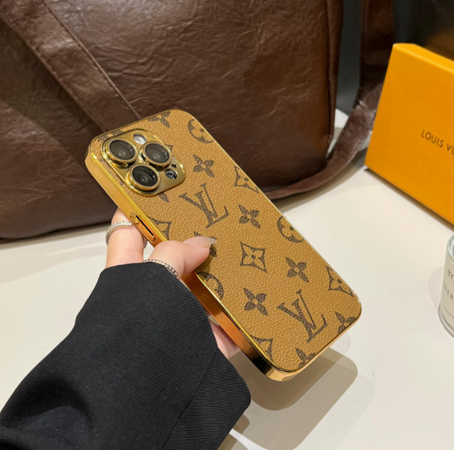 電気メッキゴールドエッジの高級クラシックモノグラム iPhone ケース