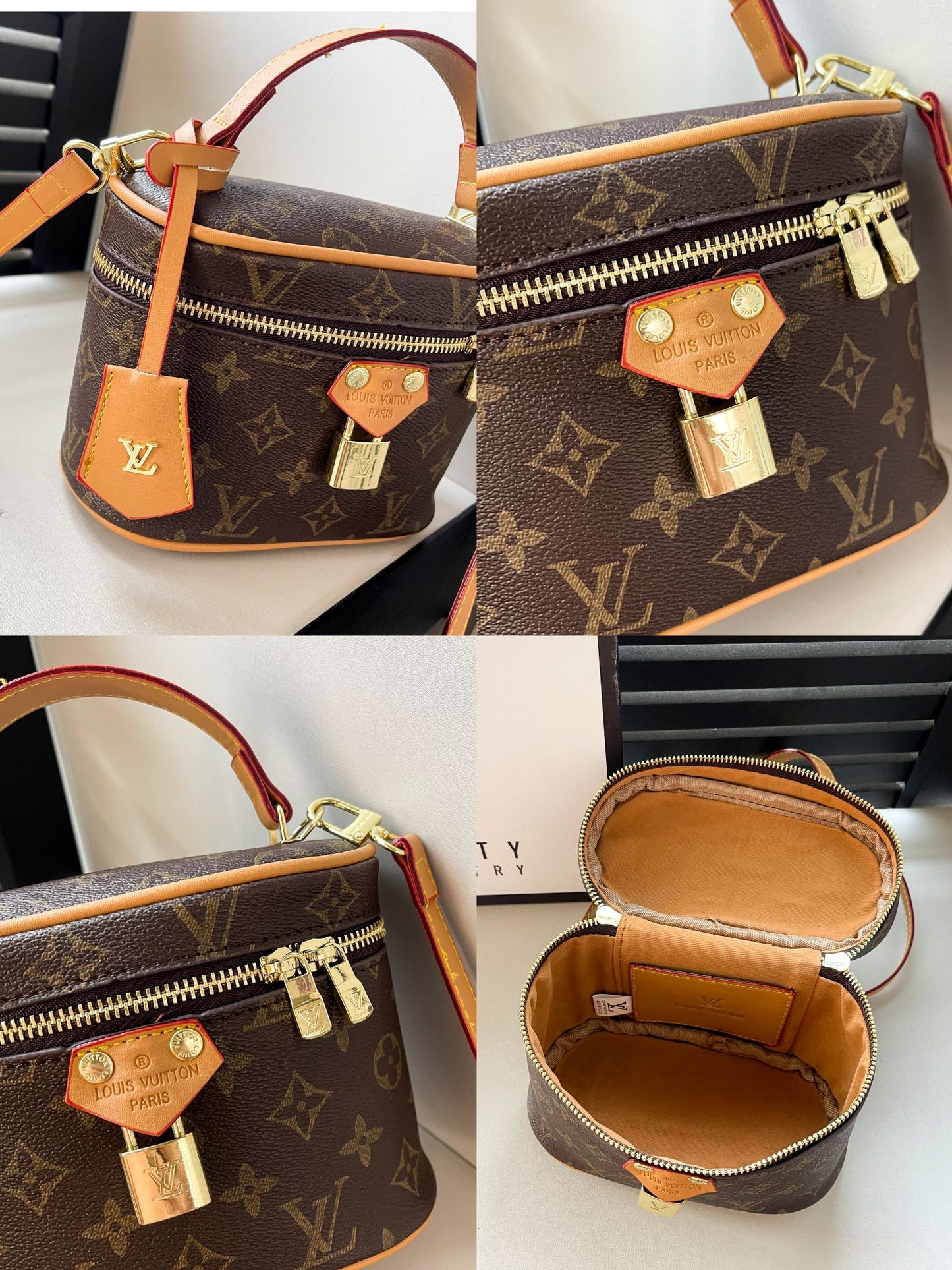 Vintage-inspirierte Box-Handtasche – elegante Monogram-Tragetasche
