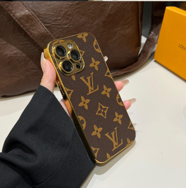 電気メッキゴールドエッジの高級クラシックモノグラム iPhone ケース