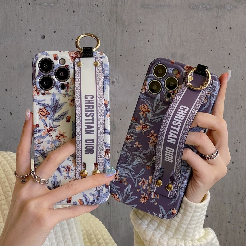 ファッション パープル & ホワイト リストバンド iPhone ケース