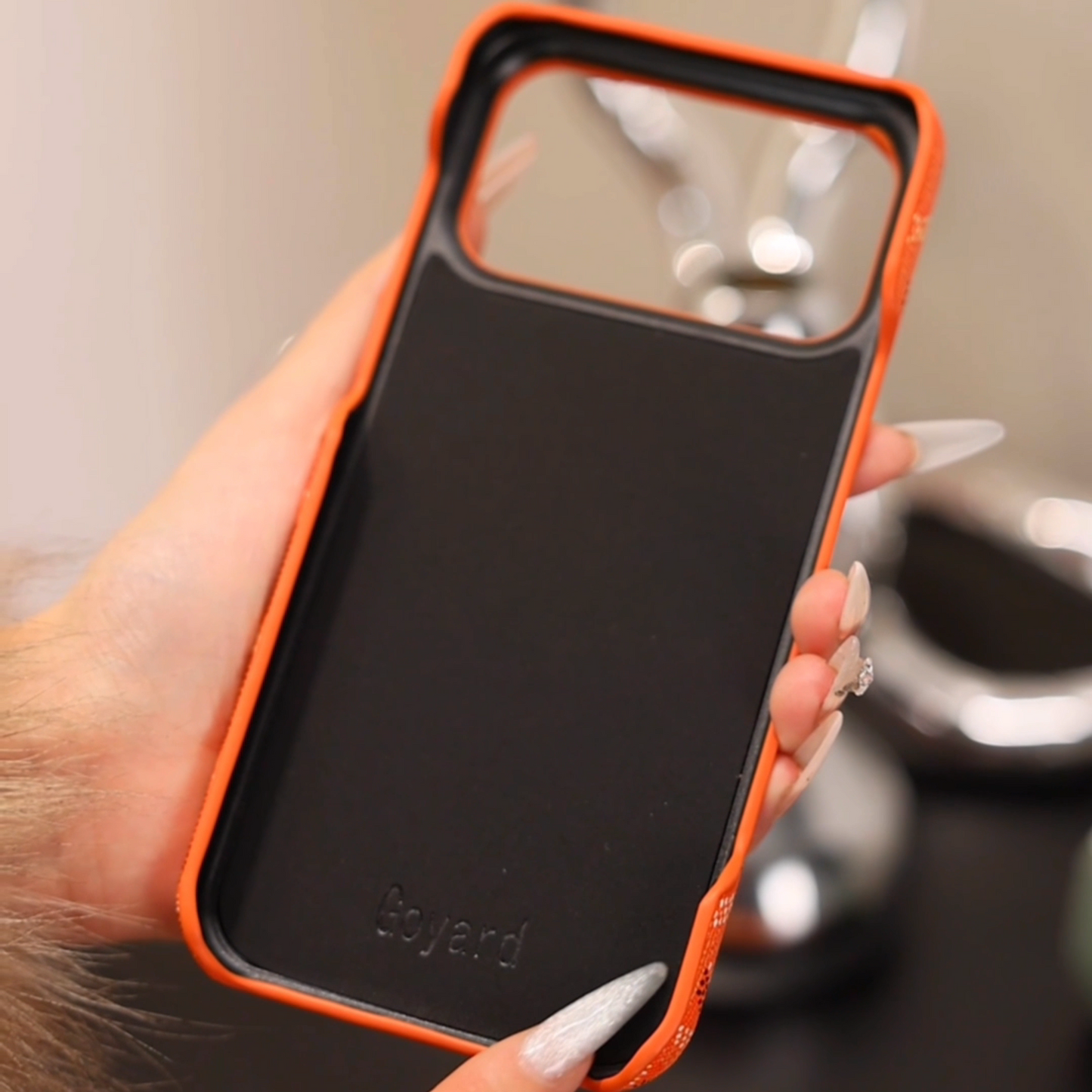 Luksus teksturert oransje iPhone-deksel – støtsikkert stilig beskyttelsesdeksel