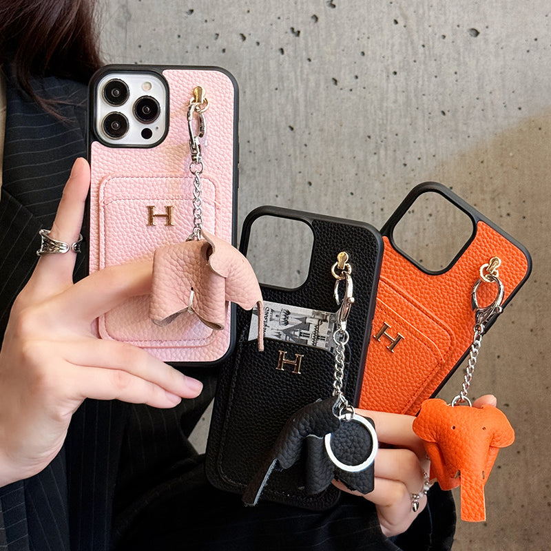 H カードホルダー レザー ペンダント iPhone ケース