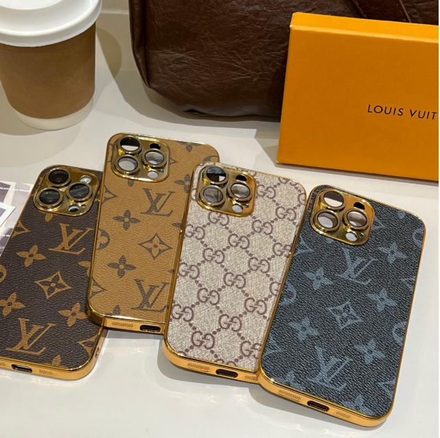 電気メッキゴールドエッジの高級クラシックモノグラム iPhone ケース