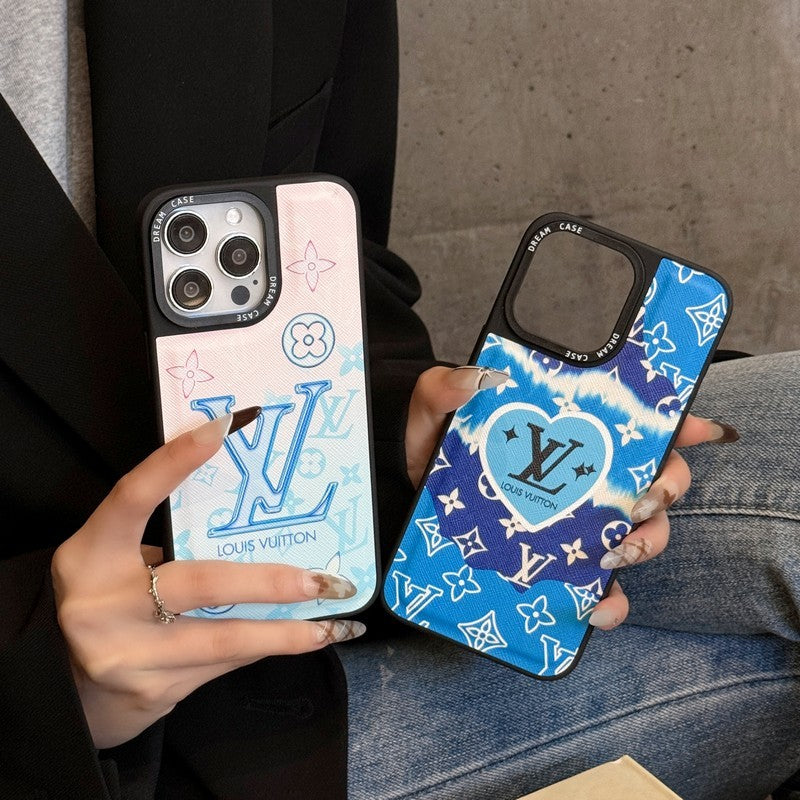 Luxe blauw lederen iPhone-hoesje