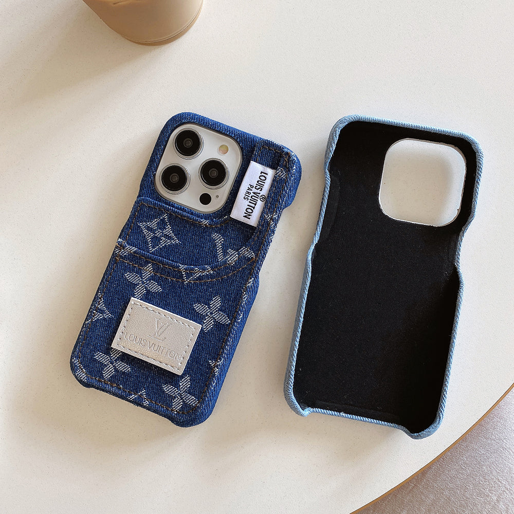 Υφασμάτινη θήκη iPhone τζιν με ενσωματωμένη θήκη για κάρτες