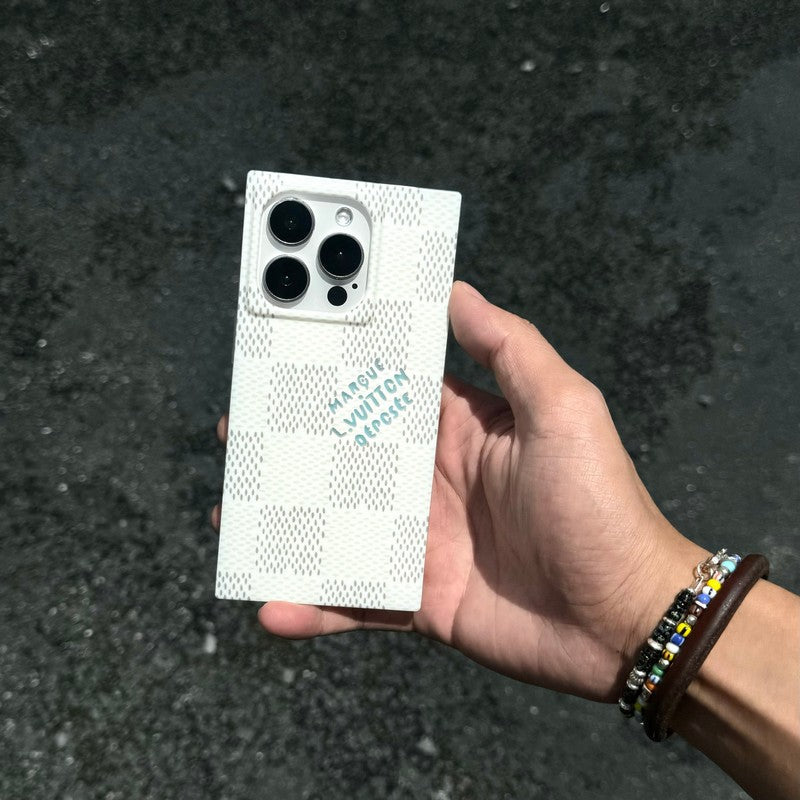 ラグジュアリー ブラック<lAMP>ホワイト スクエア iPhone ケース