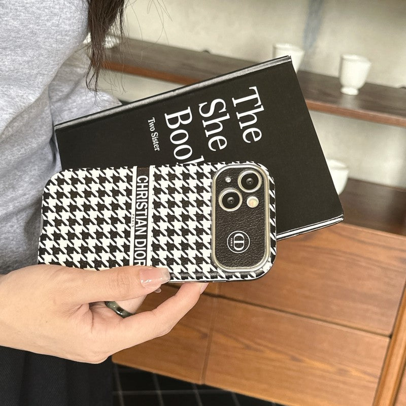 Fashion White & Læder-iPhone-cover i brun farve