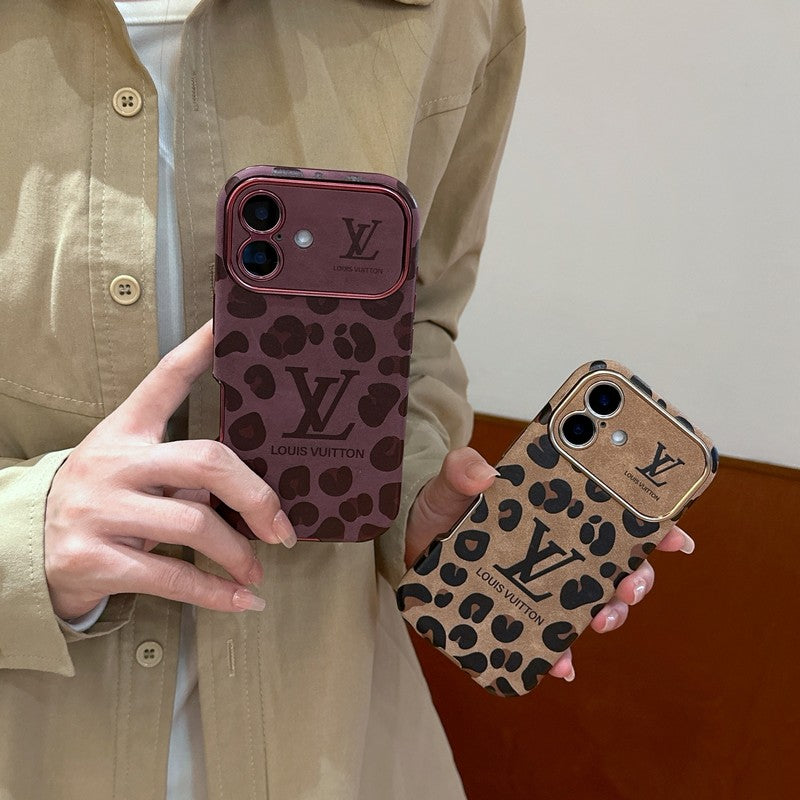 Husă pentru iPhone din piele maro de lux & Violet