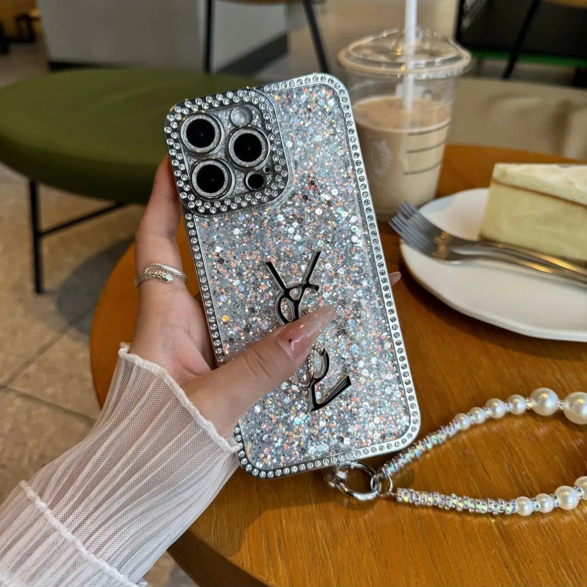 ラグジュアリーグリッターホログラフィックY-S-L-Inspired iPhoneケース – ダイヤモンドシャインエディション