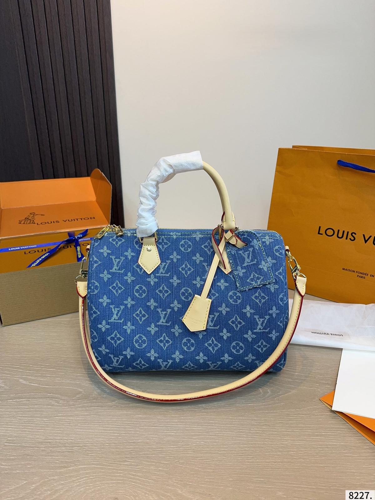 Džínová embosovaná taška s horní rukojetí & Crossbody