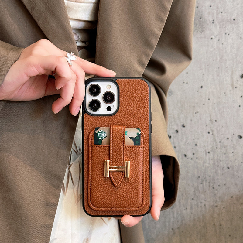 H カードホルダー レザー iPhone ケース
