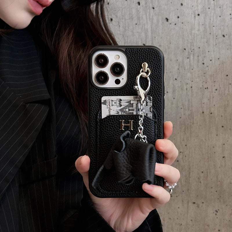 H カードホルダー レザー ペンダント iPhone ケース