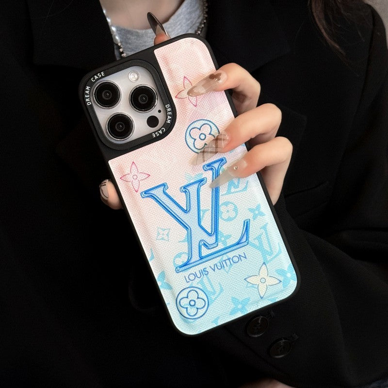 Luxe blauw lederen iPhone-hoesje