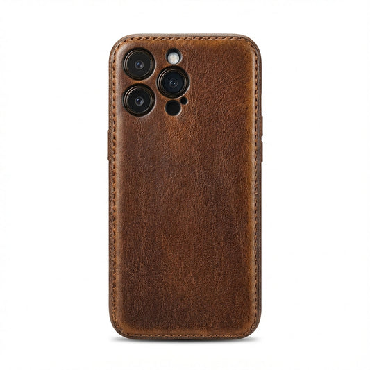 Håndlavet grøntsagsgarvet iPhone-etui i læder – Vintage Patina Edition