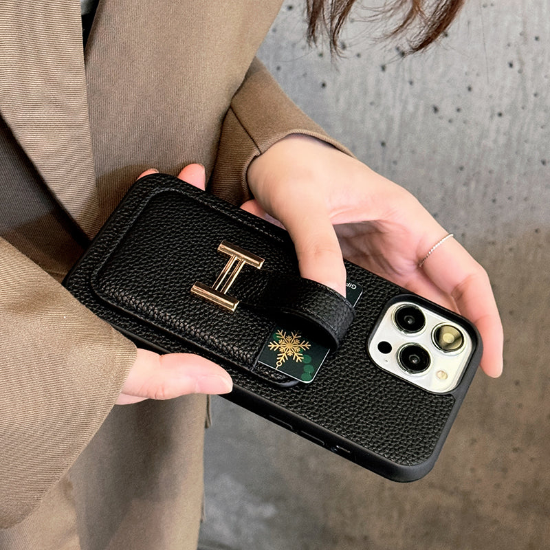 H カードホルダー レザー iPhone ケース