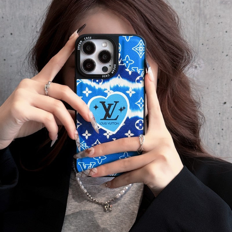 Luxe blauw lederen iPhone-hoesje