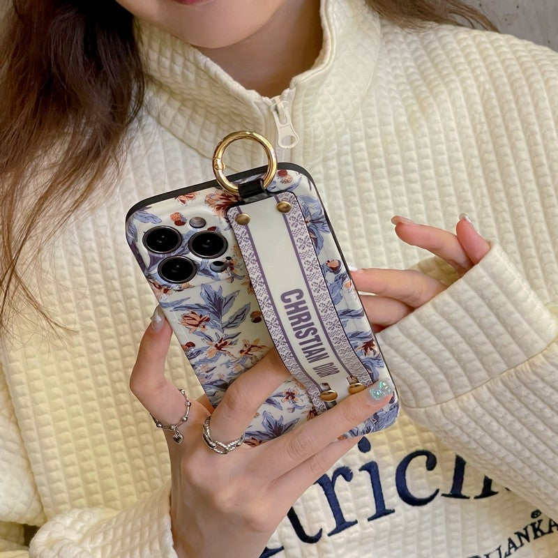 ファッション パープル & ホワイト リストバンド iPhone ケース
