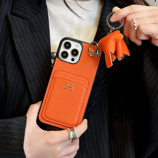 H カードホルダー レザー ペンダント iPhone ケース