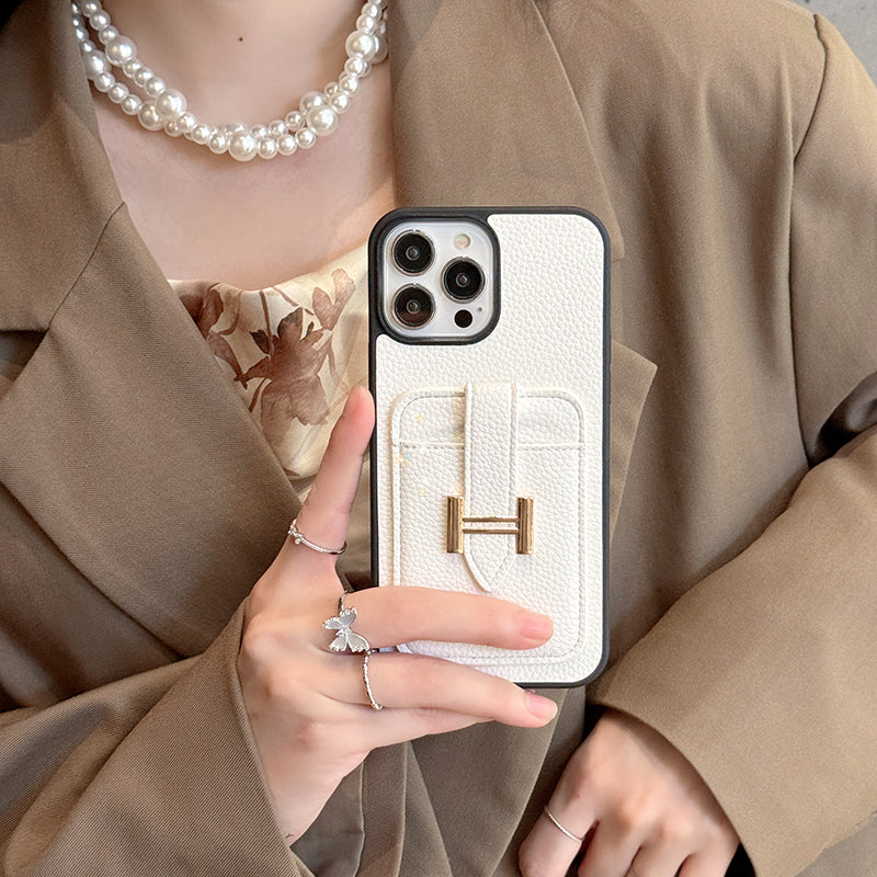 H カードホルダー レザー iPhone ケース